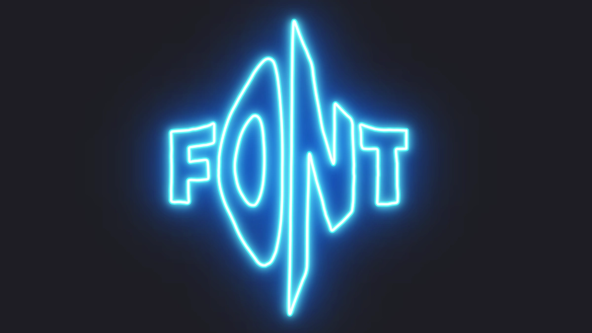 Texto neon bonito com brilho azul