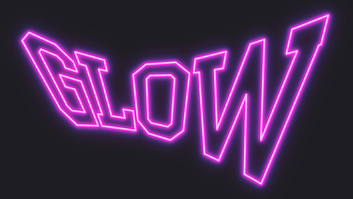 Texto neon rosa vibrante feito de contornos