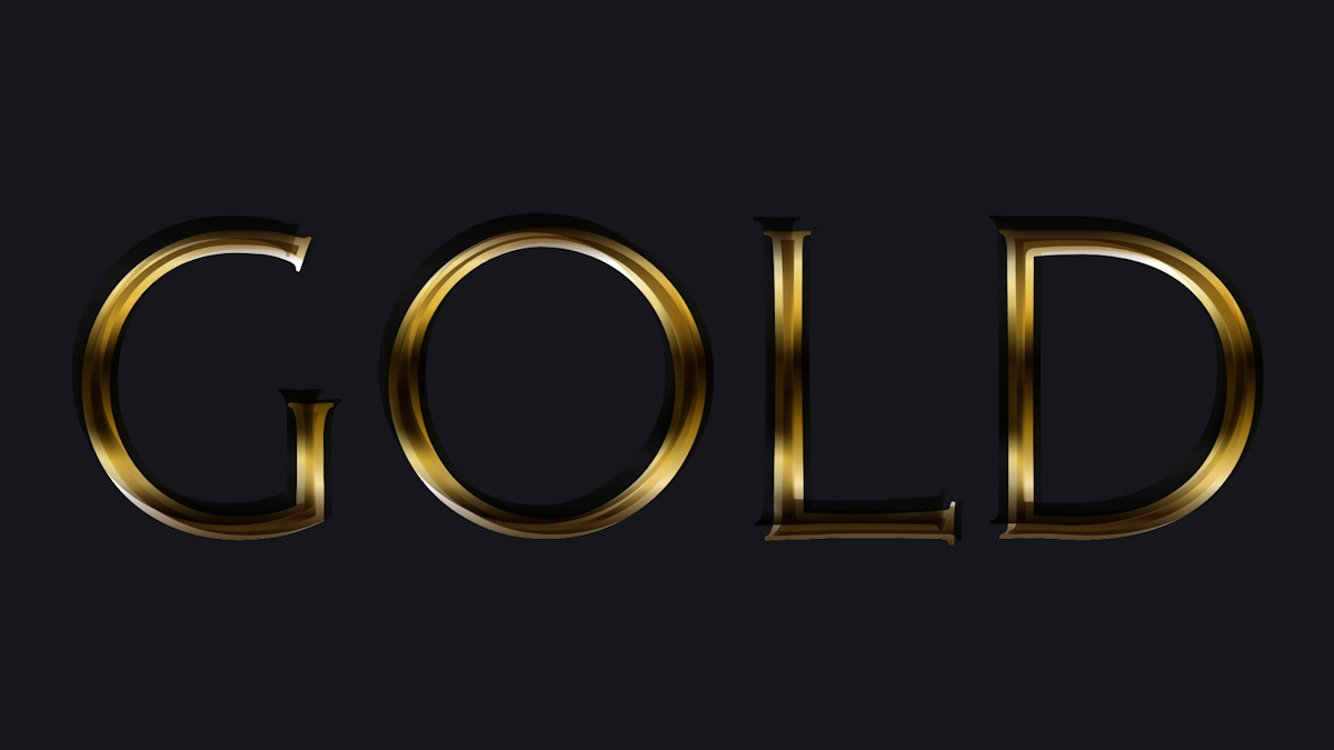 Texto 3D dourado realista com reflexos