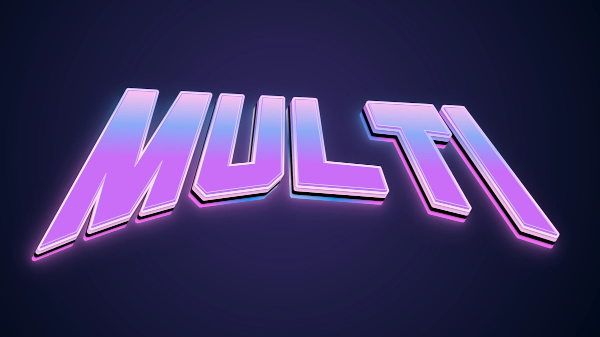 Texto 3D neon estilo Synthwave e retro dos anos 80