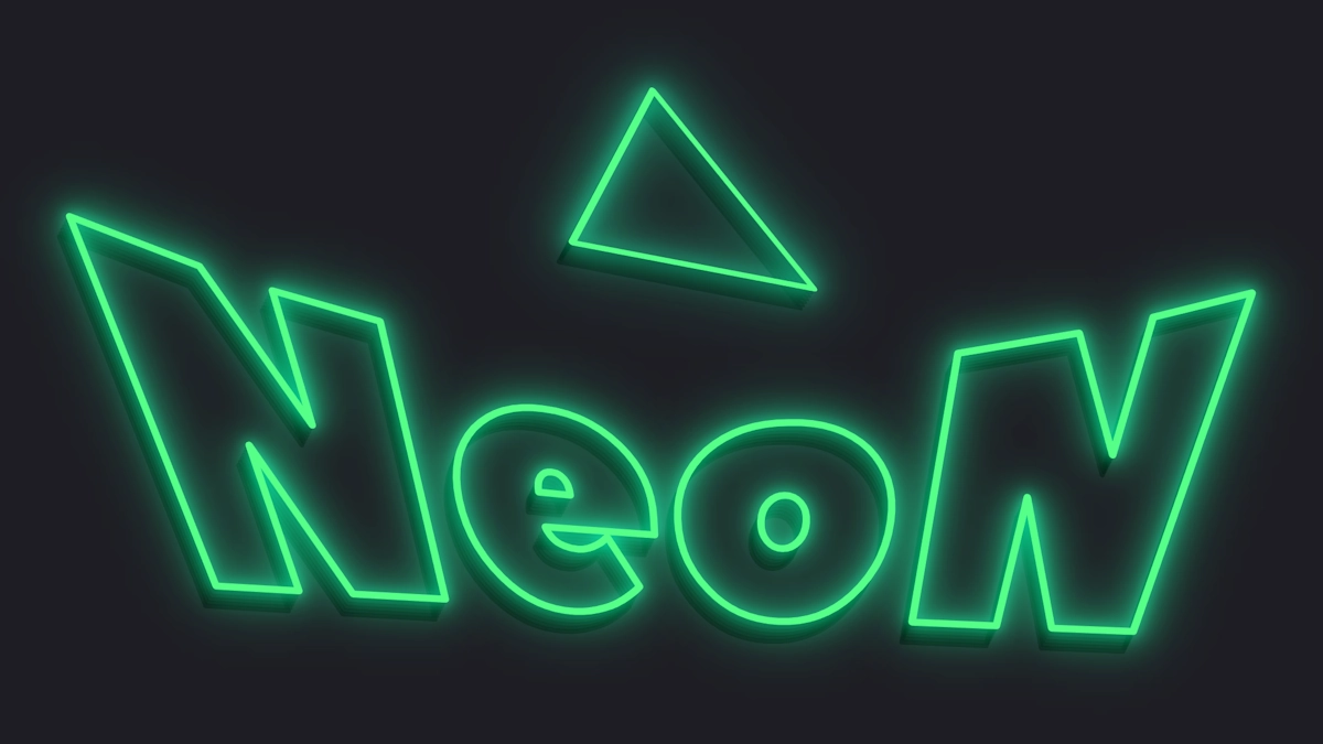 Neon verde 3D | Texto contornado brilhante