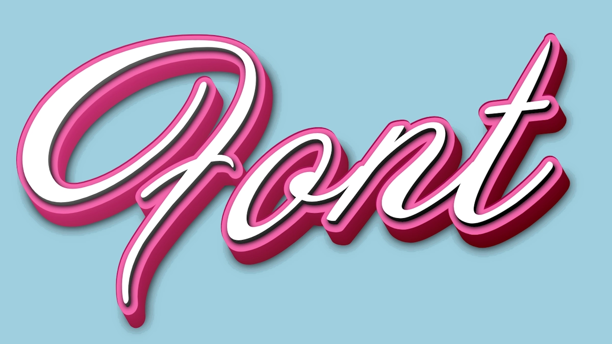 Fonte 3D cursiva rosa elegante
