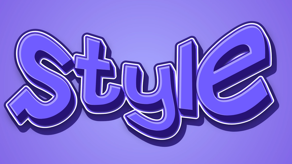 Sticker texto 3D roxo com múltiplos contornos