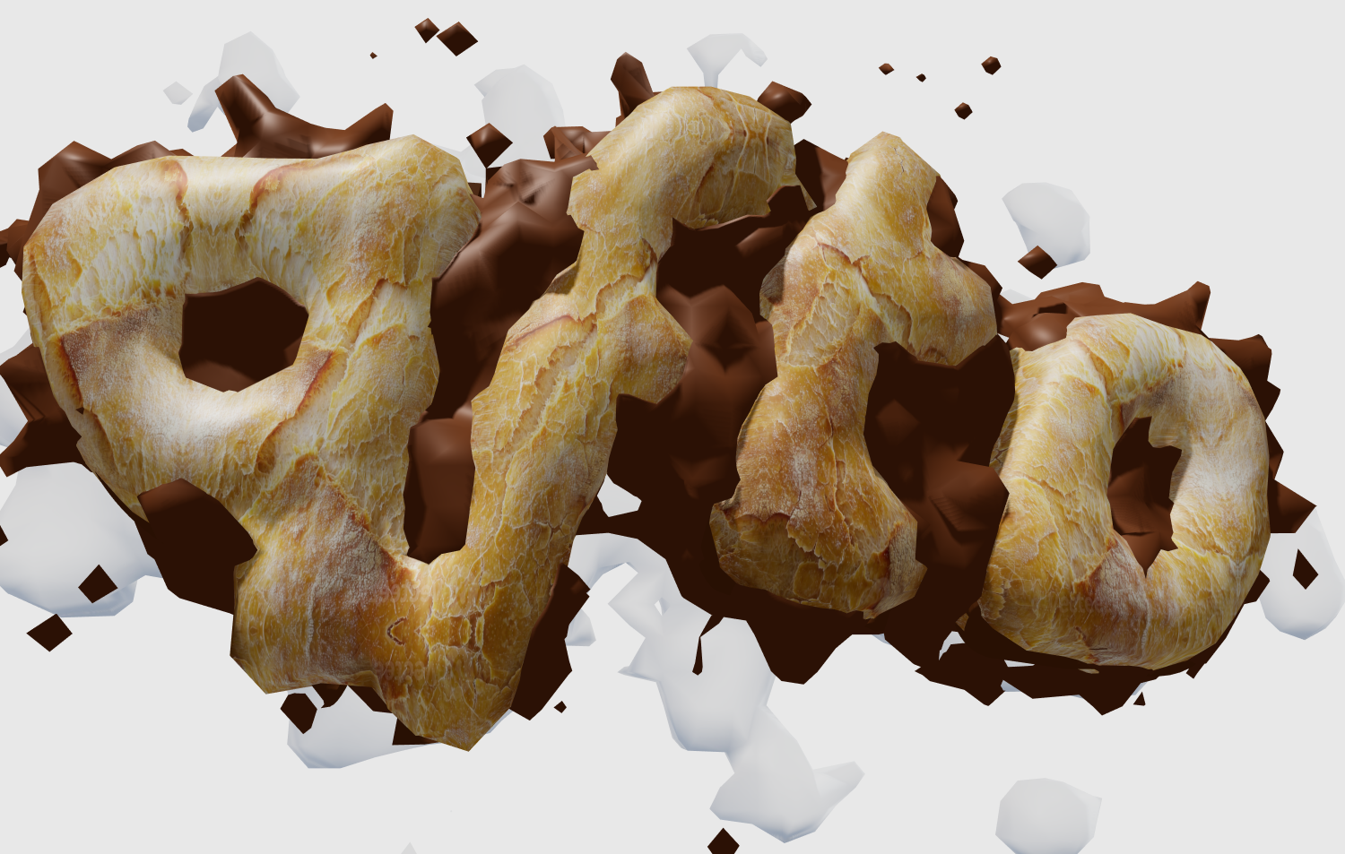 Fonte bonita em forma de pão e chocolate