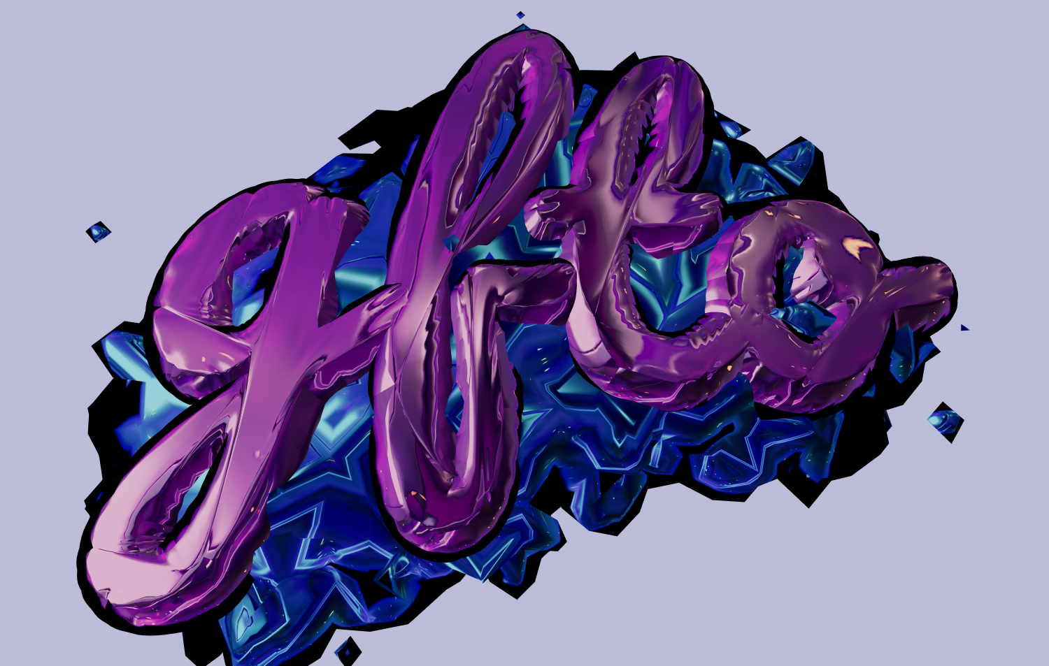 Texto com fonte bonita no estilo caramelo roxo