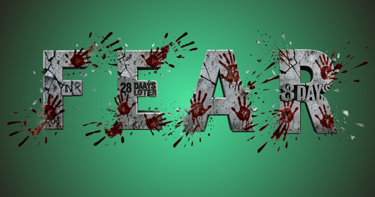 Texto zumbi: exemplo de geração de fonte de concreto com marcas de mãos sangrentas