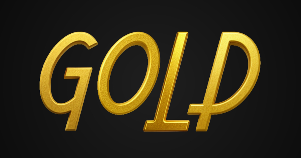Texto Dourado: exemplo de geração elegante de fonte 3D com ouro fosco