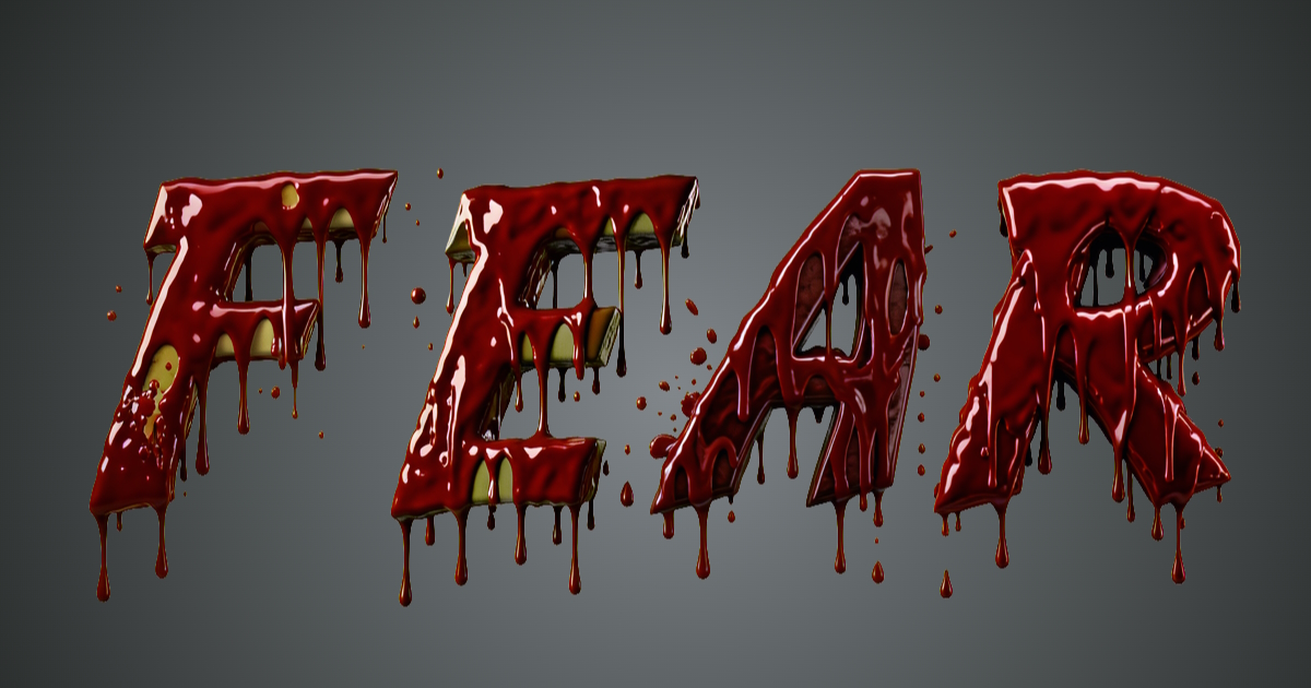Gerador de texto assustador: exemplo de criação de fonte 3D com sangue escorrendo