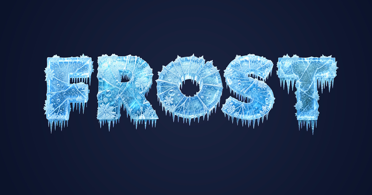 Texto de gelo: exemplo de geração de fonte 3D frosty com pingos de gelo