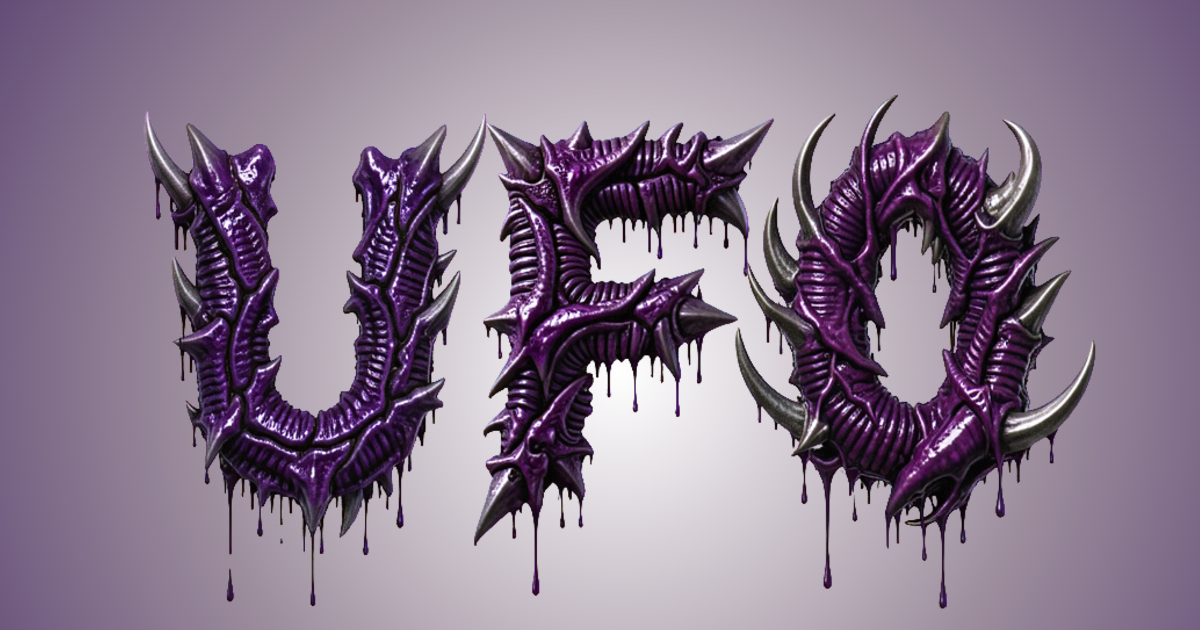 Texto alienígena: exemplo de geração de fonte de monstro biomecânica com escória