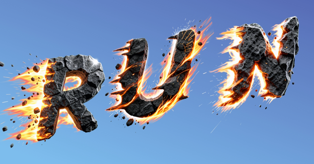 Texto de meteoro: exemplo de geração de fonte 3D voando com vento flamejante
