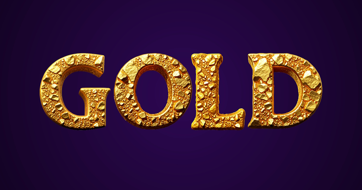 Texto dourado: exemplo de geração de fonte 3D com textura de granulado dourado