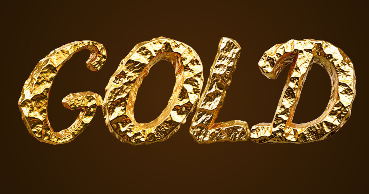 Texto dourado: exemplo de geração de letra de minério de ouro
