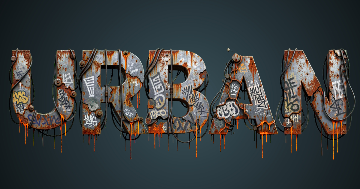 Texto urbano: exemplo de geração de fonte grunge a partir de metal enferrujado com grafite