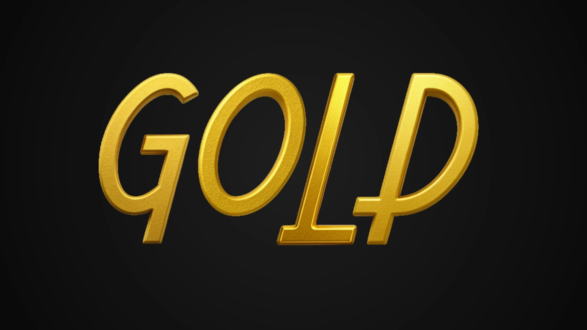 Texto 3D elegante com textura de ouro mate nobre