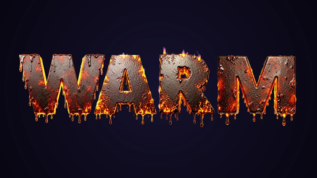 Texto 3D derretido feito de metal queimado com lava derretida escorrendo