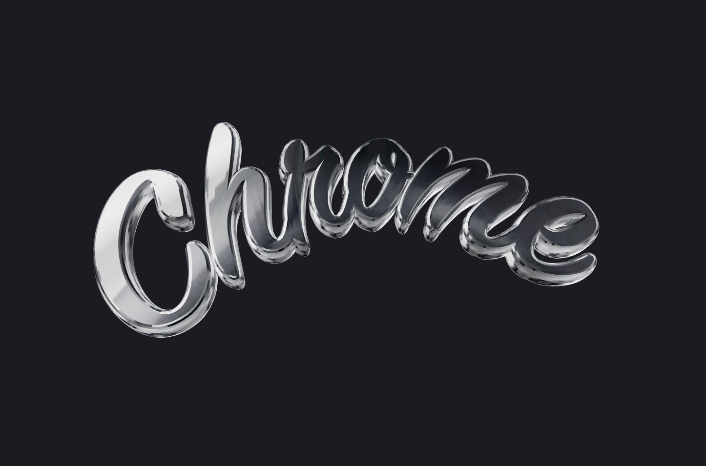 Texto 3D clássico cromo. Uma bela inscrição 3D.