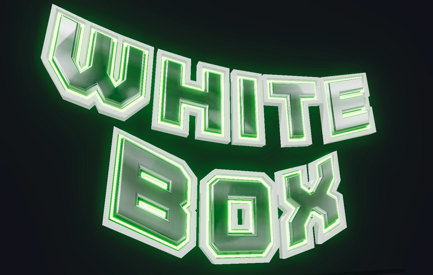 Texto 3D com iluminação neon verde. Criar uma bela inscrição.