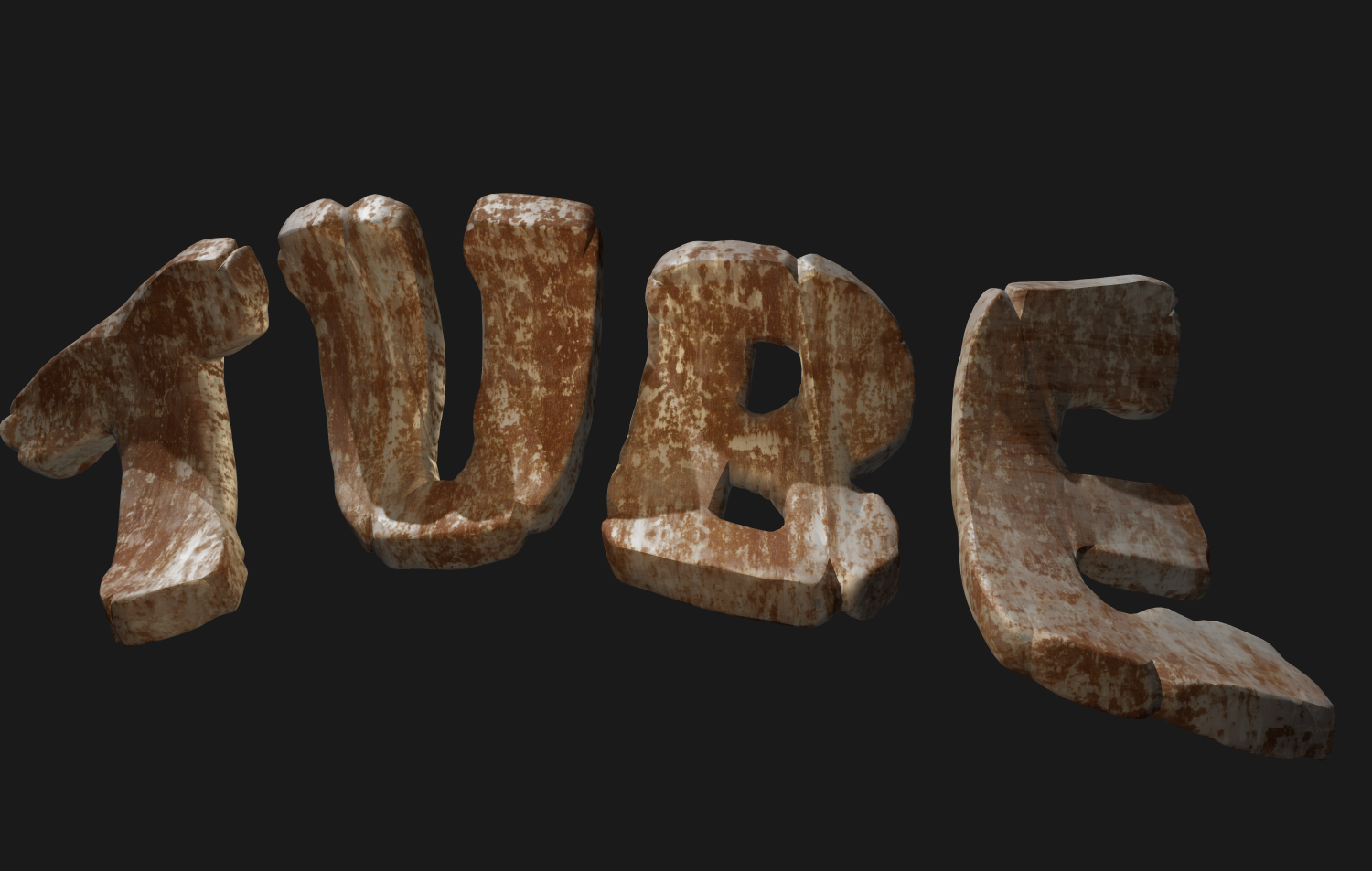 Texto 3D com efeito de ferrugem. Criar uma bela inscrição.