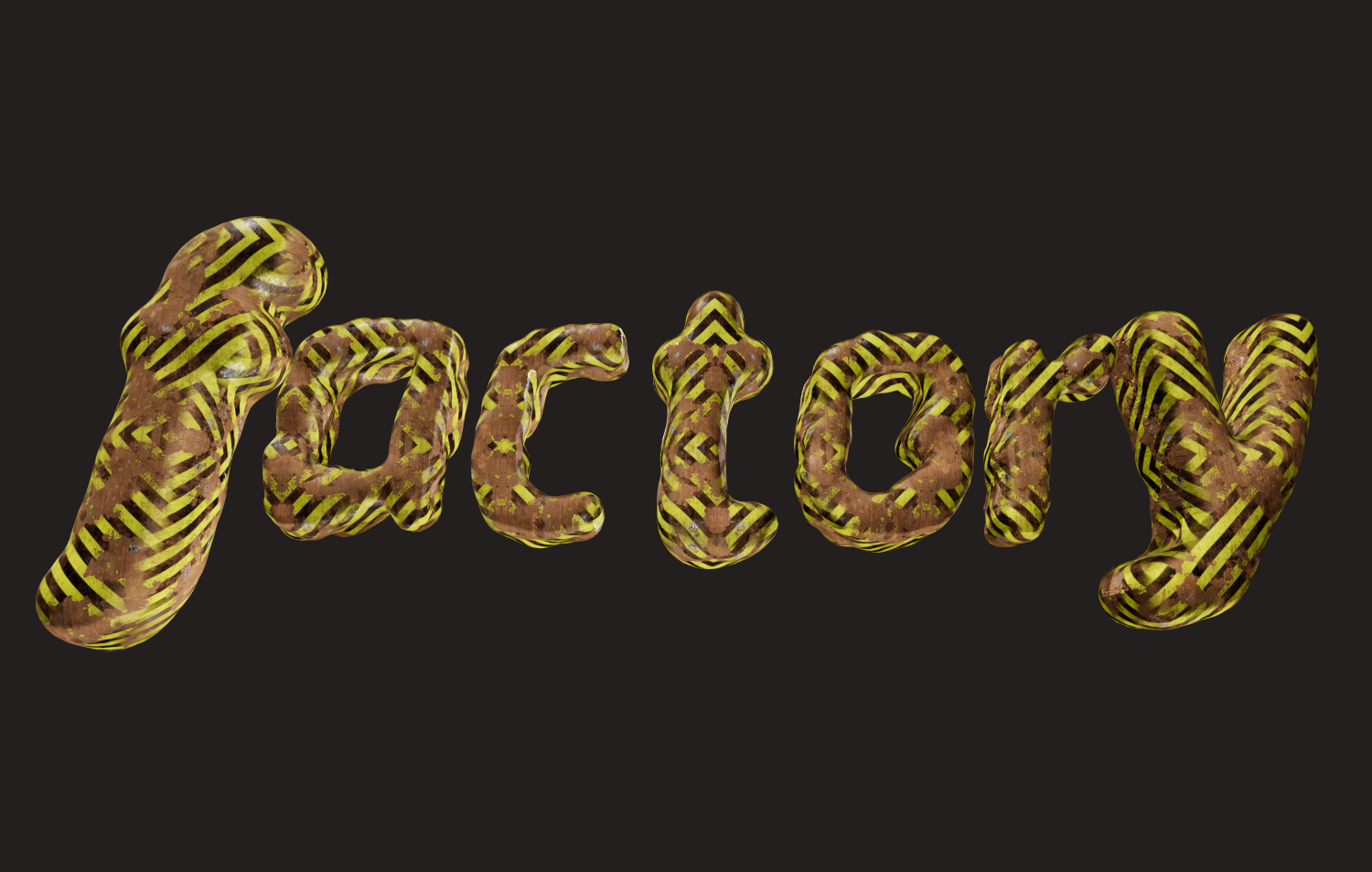 Texto 3D em estilo industrial com ferrugem. Criar um logotipo.