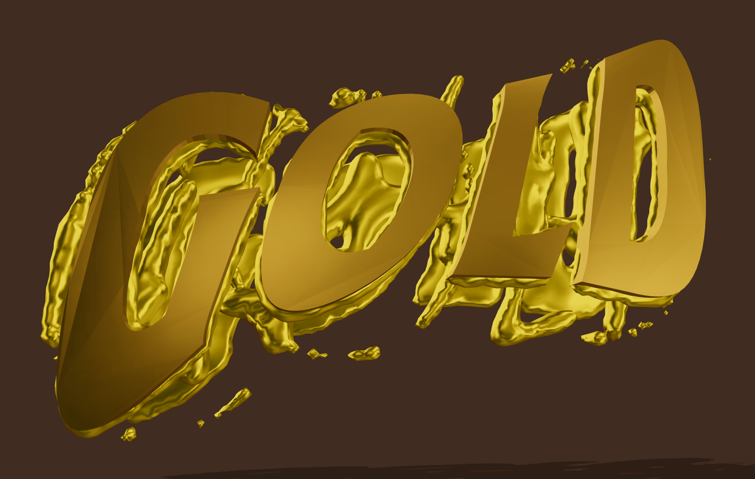 Texto 3D dourado com efeito de metal líquido. Criar logotipo online.