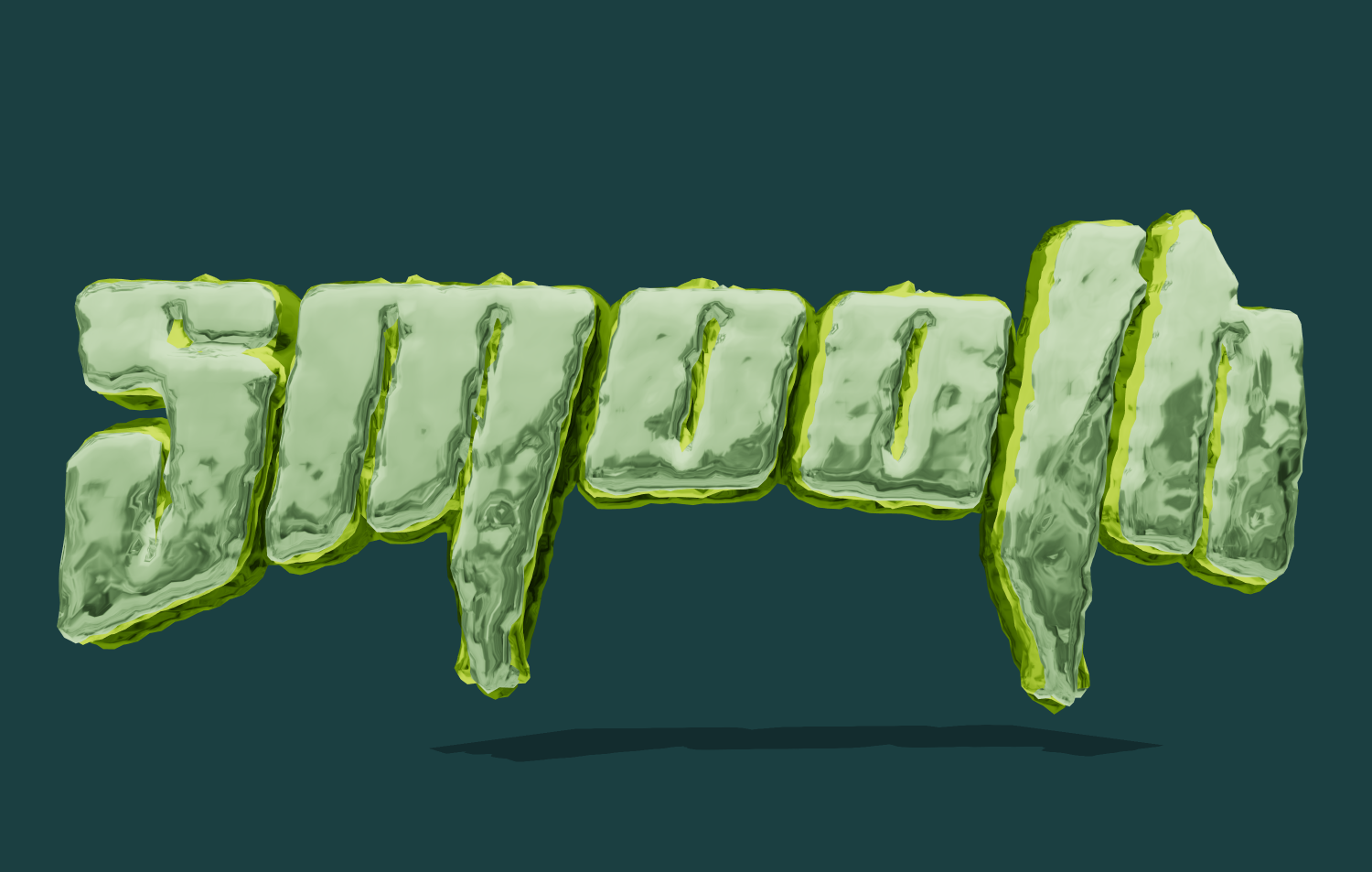 Texto 3D com efeito de vidro. Fonte neon brilhante.