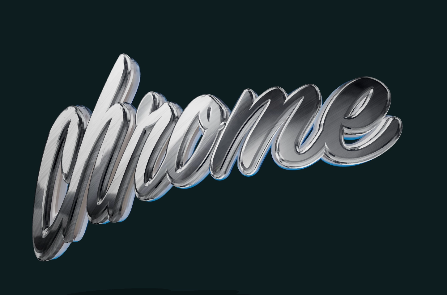 Texto 3D com efeito de metal lixado. Inscrição 3D.