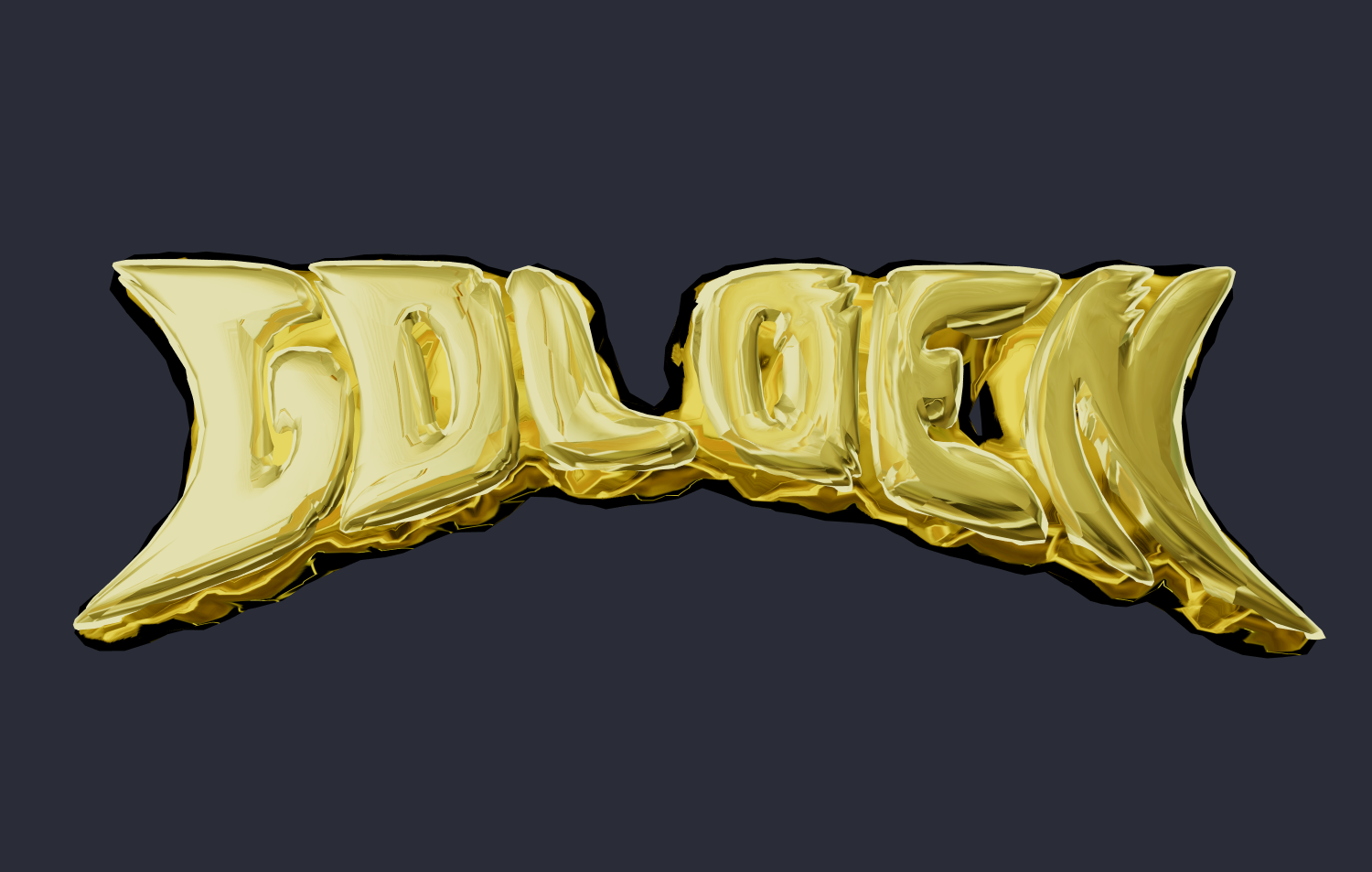 Texto 3D dourado, inscrição bonita em volume.