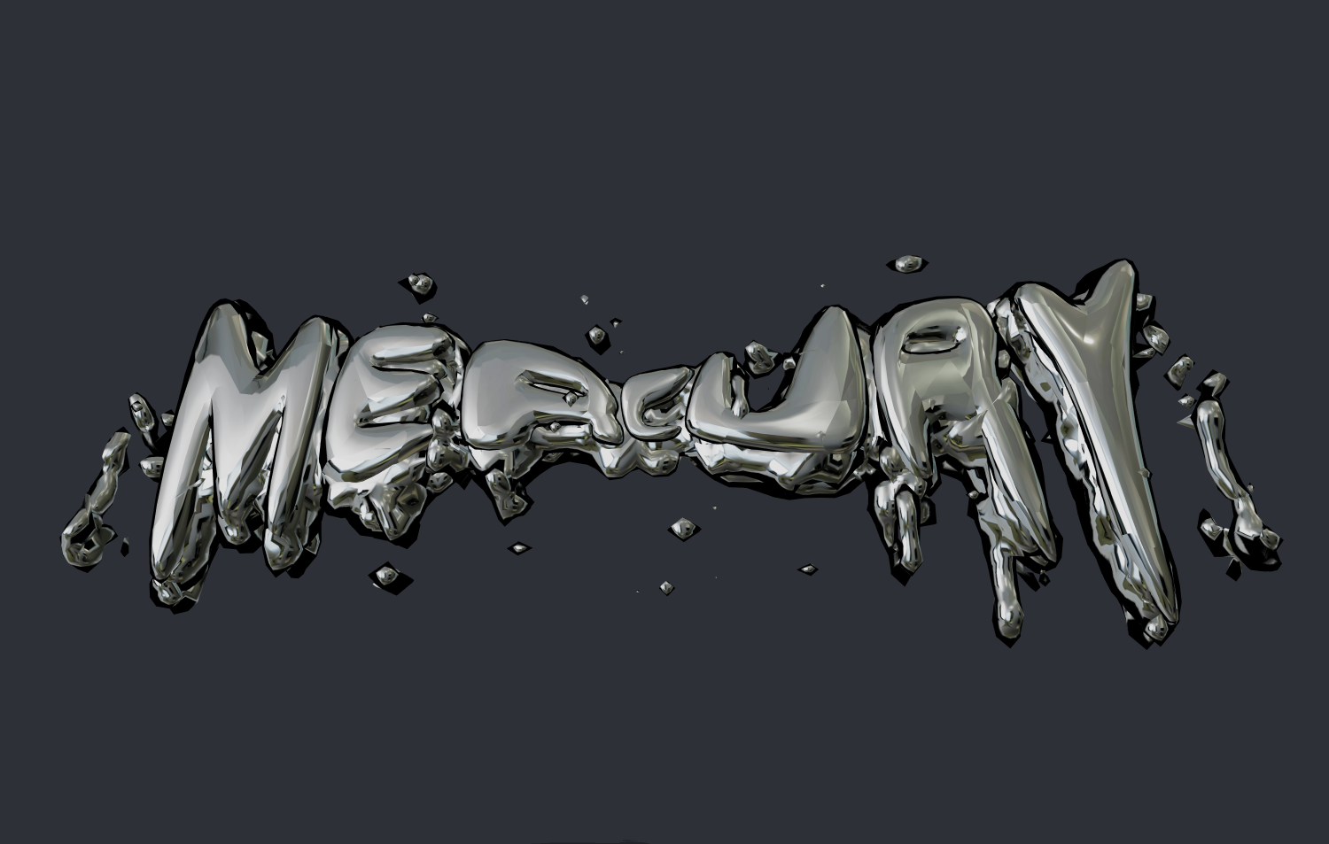 Inscrição 3D no estilo mercúrio derretido. Fonte 3D para logotipo.